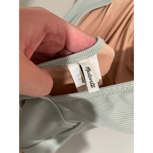 Madewell Second Wave Square-Neck Tank One-Piece Swimsuit Pale Eucalyptus Large - Picture 10 of 12